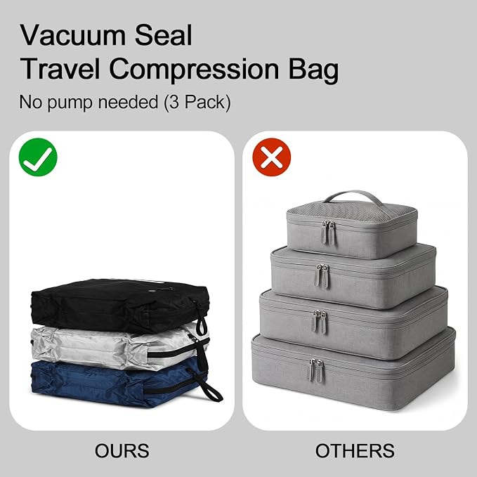 3 Pcs Travel Vacuum Seal Bags 48l with Liquid Erasable Pen Vacuum Sealed Compression Storage Bags Carry-on Compression Packing Cubes for Luggage Backpacks Suitcase Clothes - Image 5
