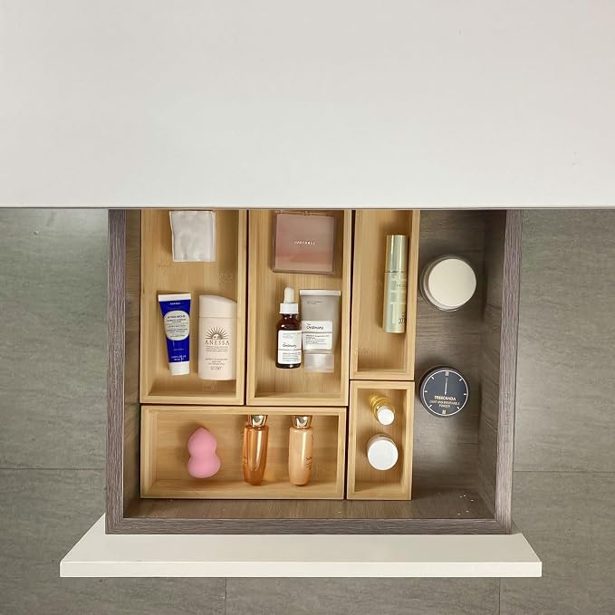 bamboo drawer organizer Set,expandable drawer dividers,wooden storage organizers,drawer organizers for kitchen, bathroom,flatware,Tea Bag Organizer (1 X 5PCS Natural) - Image 7
