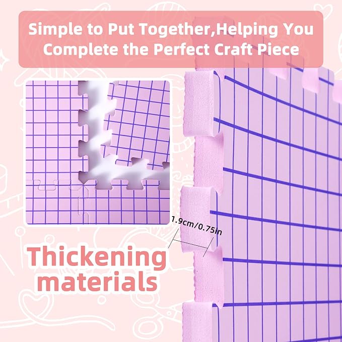 Opstin Knitting Blocking Mats and Pins, Interlocking Blocking Boards for Crochet Projects 0.75'' Extra Thick Blocking Mats with 150 T-Pins and Storage Bag - Image 5