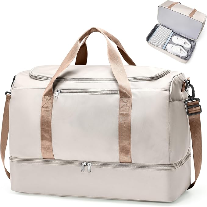 Extra Large Travel Duffel Bag, Carry-On Weekender Bags for Women Travel | Overnight Weekend Bag with Shoes Compartment for Travel Business Trips Sport Hospital by SYCNB