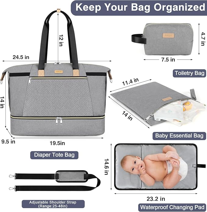 ITIEZY Diaper Bag Tote for Baby - Large Mommy Bag with Portable Changing Pad Pacifier Case, Hospital Bags Travel Baby Bag - Image 4