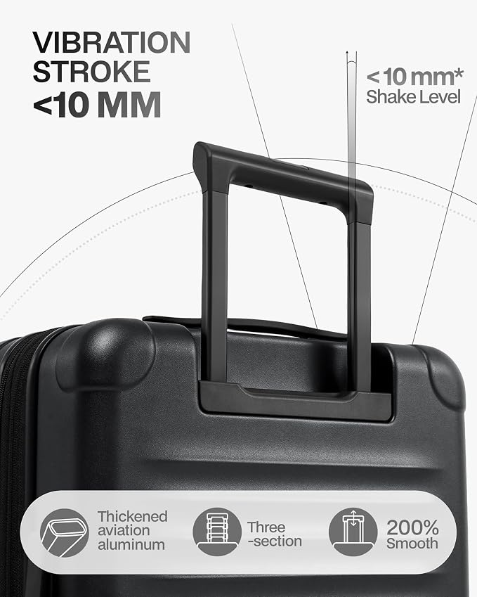 Coolife Carry On Luggage Suitcase : 22x14x9 Airline Approved Travel Luggage with Spinner Wheels, Front Pocket Expandable Hardshell Suitcases with TSA Lock Black - Image 5