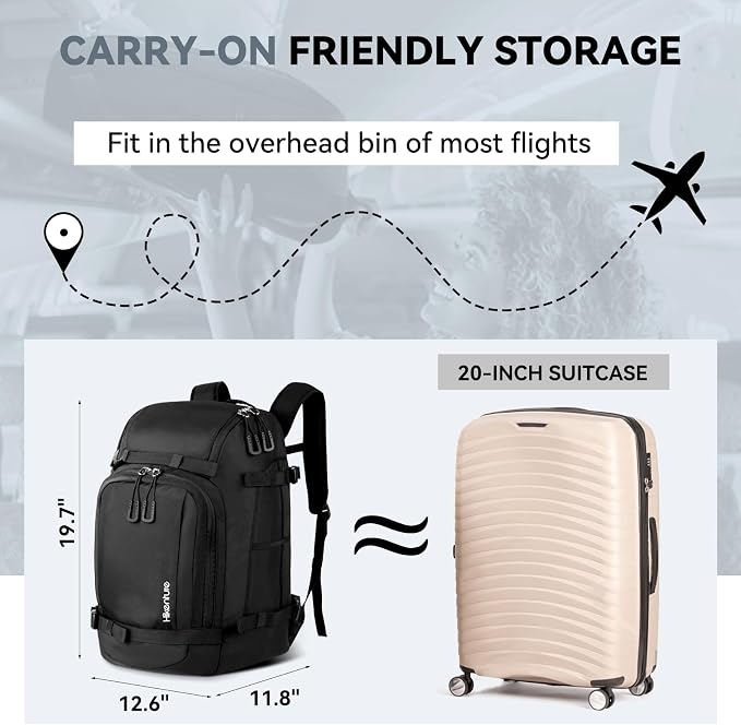 Hikenture Ski Boot Bag Backpack, 50L Padded Ski Bag & Snowboard Boot Bag with Drain Holes, Large Capacity Water-Resistant Ski Travel Bag for Ski Boots, Helmet, Goggles, Clothes, Gloves, Snowboard Gear - Image 6
