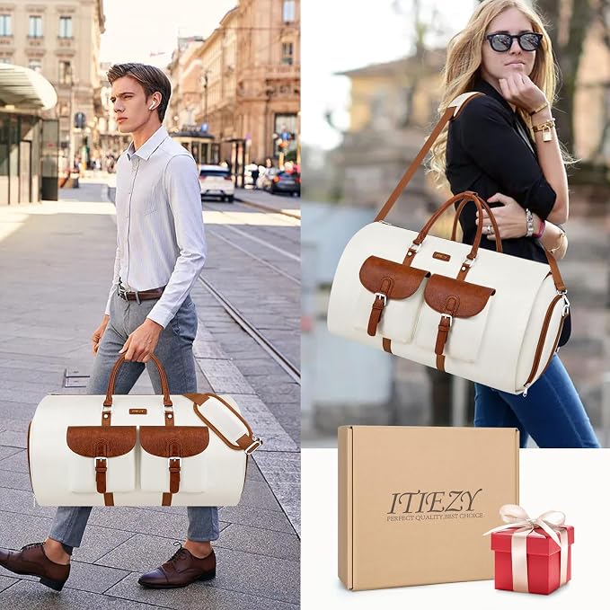 Garment Duffle Bag for Travel - Convertible Carry on Garment Duffel Travel Bag for Women Men Large Weekender Bag with Shoes Pouch 2 in 1 Hanging Suit Travel Duffel Bag 3pcs Set - Image 7