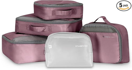 Traveler's Choice Cloverland Packing Cubes, 5-Piece Set, Mauve by TravelersChoice