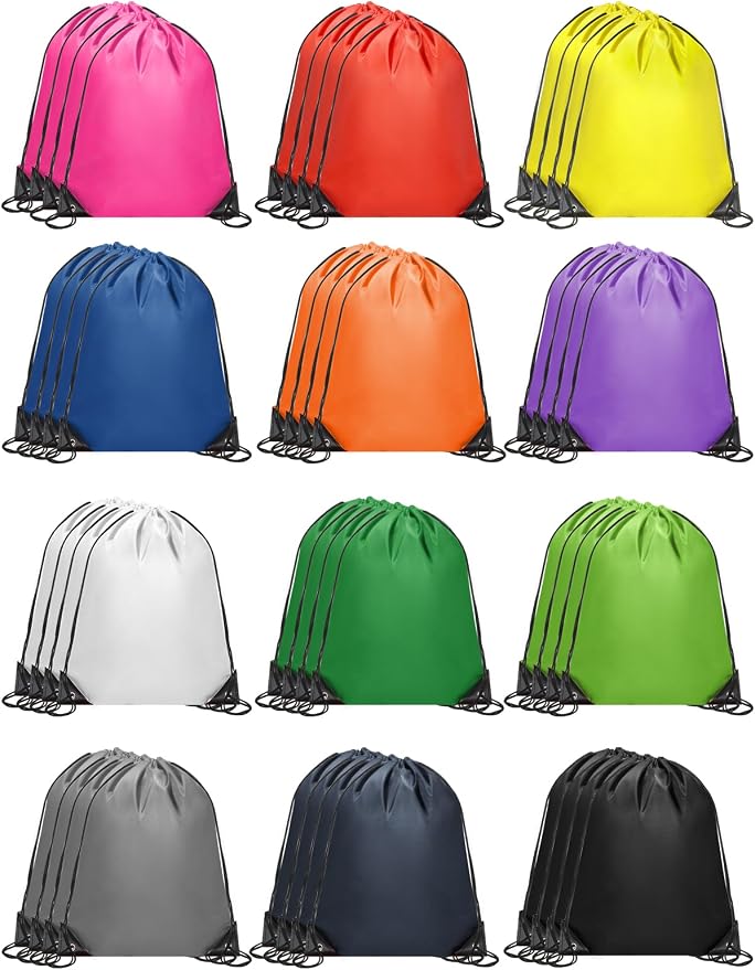 ZenNex 50 Pcs Drawstring Backpacks Bulk, 16.5x13.4 Inches Reusable Cinch Sack Bags for Gym Sports Beach School Travel and Party Favors, Assorted Colors(50, Mixed Colors) by Unknown