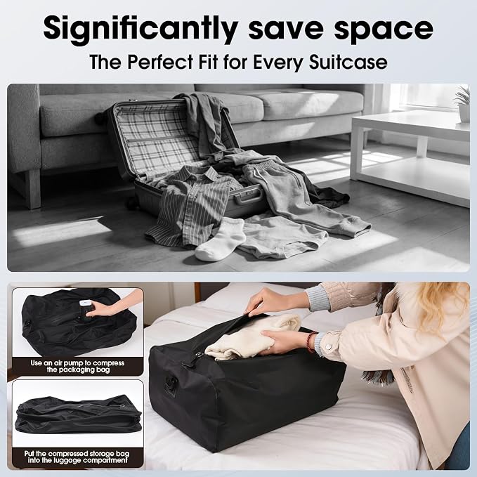 3PC Travel vacuum bags with Pump, Reusable Waterproof Durable Tear-Resistant Nylon Luggage Compression Storage Bags (18L2 + 34L Set), Suitable for Luggage and Suitcase - Image 6