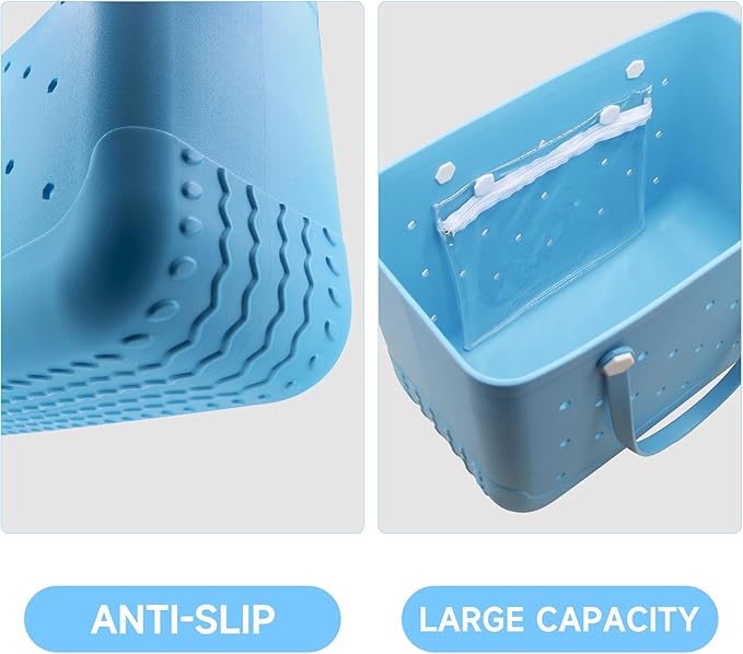 X-Large Waterproof Sandproof Rubber Beach Tote Bag with Zipper Pocket and Phone Kickstand Cup - Image 4