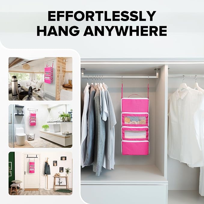 Suitcase Organizer, Travel Luggage Organizer Hanging Shelves Packing Cube Closet/Collapsible Portable Travel Organizer for Carry-on - Image 4