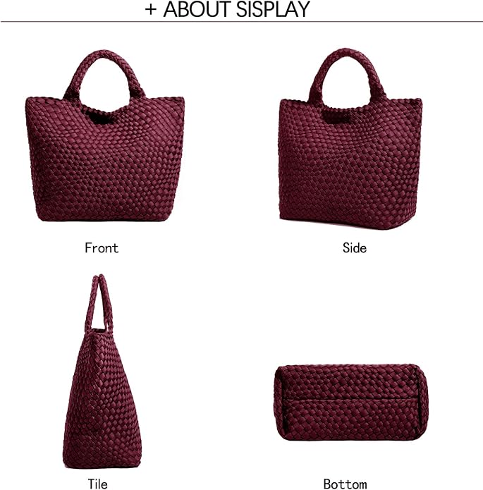 JINMANXUE Woven Hobo Bag For Women Neoprene Tote Bag Large Capacity Handbag Patchwork Handmade Casual Shoulder Bags - Image 4
