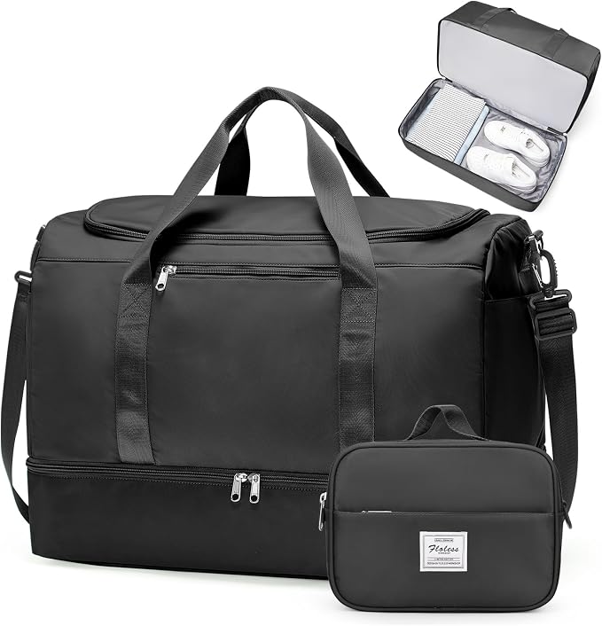 Extra Large Travel Duffel Bag, Carry-On Weekender Bags for Women Travel | Overnight Weekend Bag with Shoes Compartment for Travel Business Trips Sport Hospital, Toiletry Bag Included by SYCNB