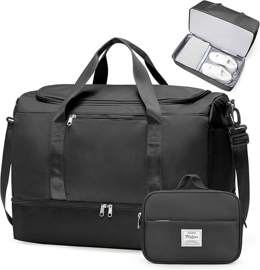 Large Travel Duffle Bag, Carry-On Weekender Bags for Women Travel | Overnight Weekend Bag with Shoes Compartment for Travel Business Trips Sport Hospital,Toiletry Bag Included by SYCNB