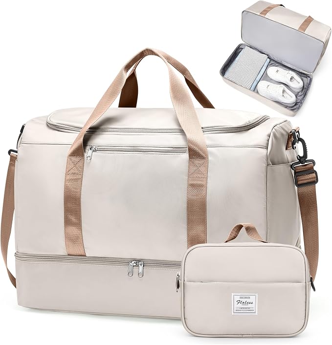 Extra Large Travel Duffel Bag, Carry-On Weekender Bags for Women Travel | Overnight Weekend Bag with Shoes Compartment for Travel Business Trips Sport Hospital,Toiletry Bag Included by SYCNB