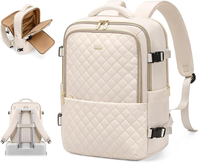 MDODO Travel Backpack for Women Men - Large Carry on Backpack fits 15.6" Laptop Lightweight Travel Bag Daypack Waterproof Causal Bookbag Backpack for College,Work,36L, Beige by Mdodo