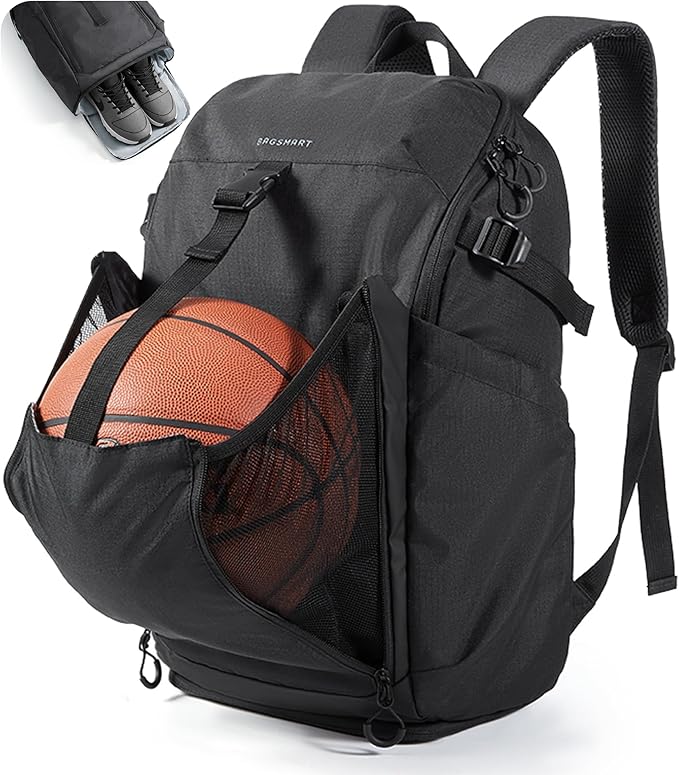 BAGSMART Gym Backpack for Men with Shoe Compartment for Multi-Sport | Water-Resistant Multi-Sport Gym Storage, Expandable Pocket Fits Basketball, Football, Shoe Compartment Separates Swim Gear by BAGSMART