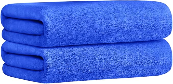 JML Large Bath Towels Set of 2, 30x60 Inches, Dark Blue | Microfiber, Hanging Loop, Soft Absorbent, Quick Dry, Lint-free, Use for Back-to-School dorm, Spa, Sauna, Salon - Image 2