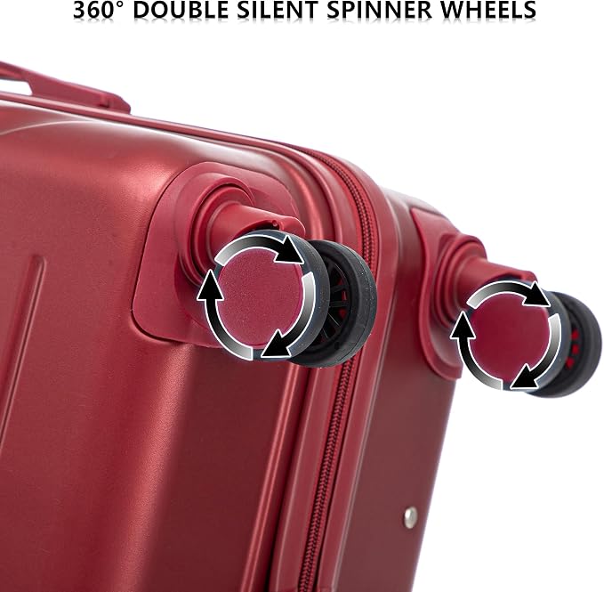 Hardshell Luggage Sets, Lightweight Stripes Suitcases with Spinner Wheels, Red-220 - Image 7