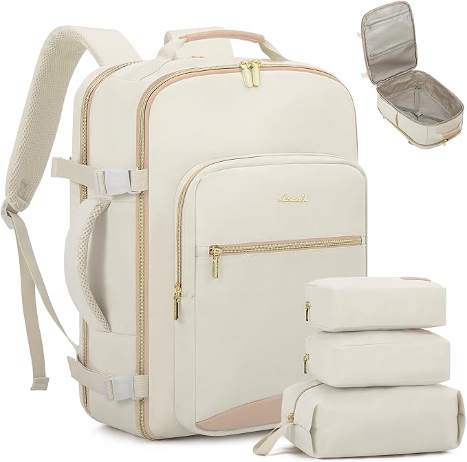 LOVEVOOK 40L Travel Backpack Flight Approved Carry on Backpack,3 Packing Cubes,Waterproof Personal Item Travel Bag,TSA Carry on Luggage Suitcase Travel Essentials,Gifts for Women & Men,fits 17" Laptop by LOVEVOOK