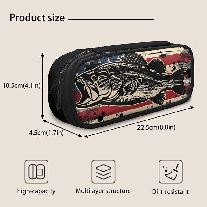 American Flag Fish Backpack for Boys Girls Primary Middle School Bookbag Set with Lunch Box Pencil Case Kindergarten Kids Schoolbags Rucksack Daypack 3 In 1 Set - Image 7