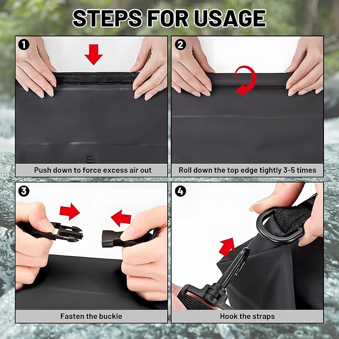 Waterproof Dry Bag,Roll Top Green Small Waterproof Backpack 2L/5L/10L/20L/30L/40L Floating Lightweight Bags for Kayaking, Boating, Fishing, Swimming Camping with Waterproof Phone Case - Image 8