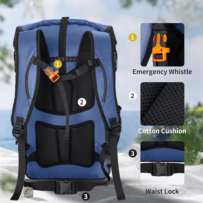 Dry Bags Waterproof Backpack for Women Men Travel Dry Bag Backpack Warterproof Bag for Kayaking Beach Boating 30L/40L - Image 3