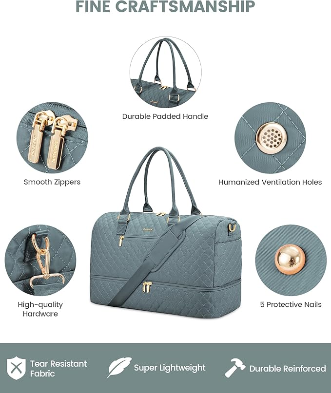 LOVEVOOK Travel Duffle Bag for Women, Weekender Overnight Bag with Shoe Compartment, Carry on Bag with Toiletry Bag, Gym Duffel Bag with Wet Pocket, Hospital Bags for Labor and Delivery 3 Pcs Set - Image 4