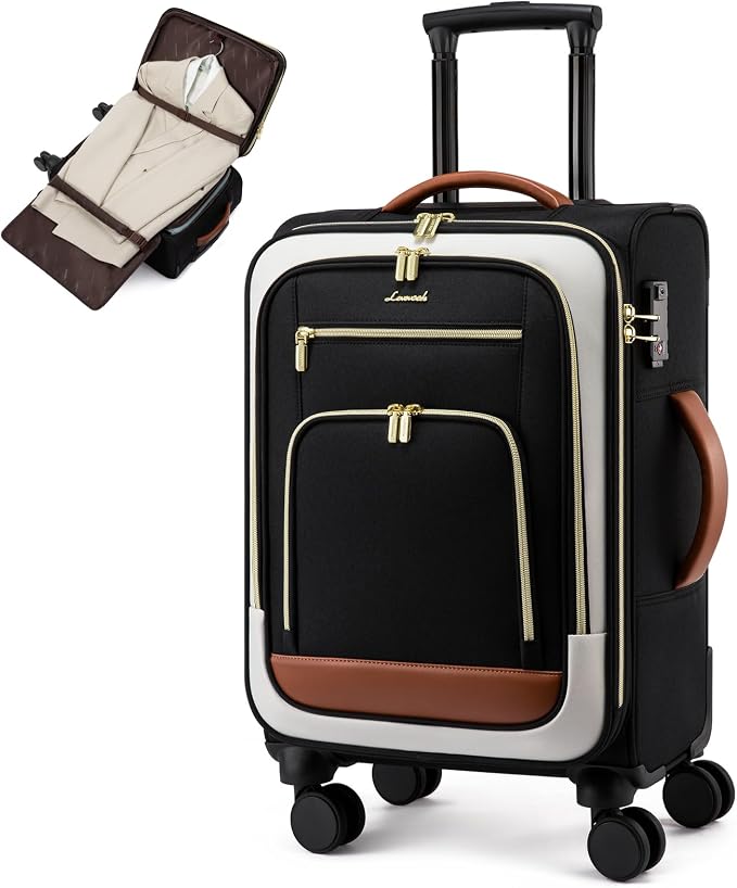 LOVEVOOK Carry on Luggage 22x14x9 Airline Approved with Garment Folder, 22 Inch Large Rolling Suitcase, Spinner Wheels & TSA Lock, Softside Lightweight Underseat Carryon Luggage for Women Travel by LOVEVOOK