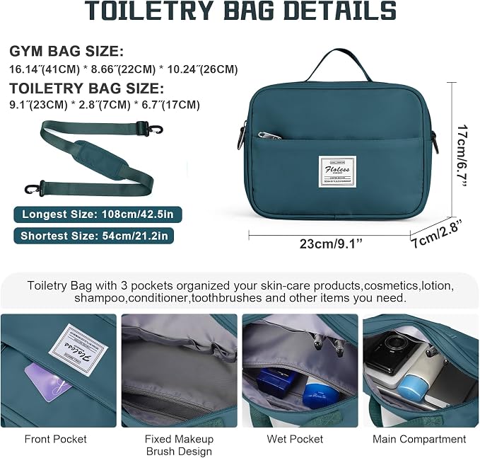 Travel Duffel Bag with Shoes Compartment,Weekender Bags for Women Travel | Overnight Carry-On Bag with Toiletry Bag & Wet Pocket & Trolley Sleeve,Extra Large - Image 6