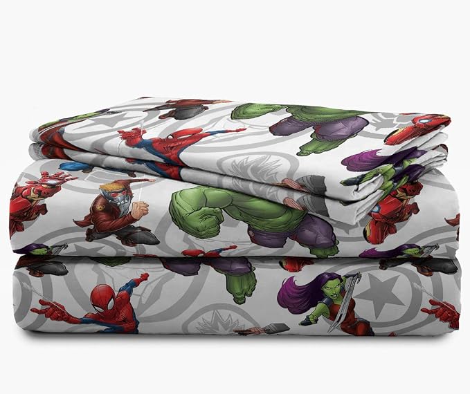 Jay Franco Kids Sheet Set with Fitted, Flat Sheets & Pillow Cover - Ultra-Soft Bedding with Pillowcase for Room Decor, Multi - Avengers, 4 Piece Full - Image 5