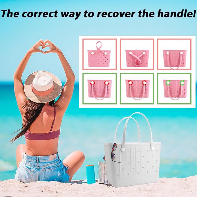 GBB Rubber Large Beach Tote Bag Portable Travel Bag Waterproof Travel Handbags for Beach all Purpose Storage Bags - Image 4