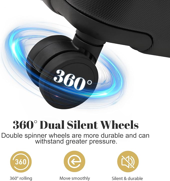 6 Pcs ABS Hardshell Luggage Set Spinner Wheel Suitcase Suitcase All Black - Image 2