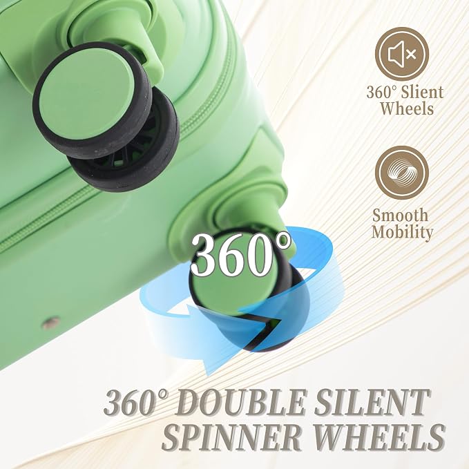 Hardshell Luggage Sets, Lightweight Stripes Suitcases with Spinner Wheels, Green-181 - Image 3