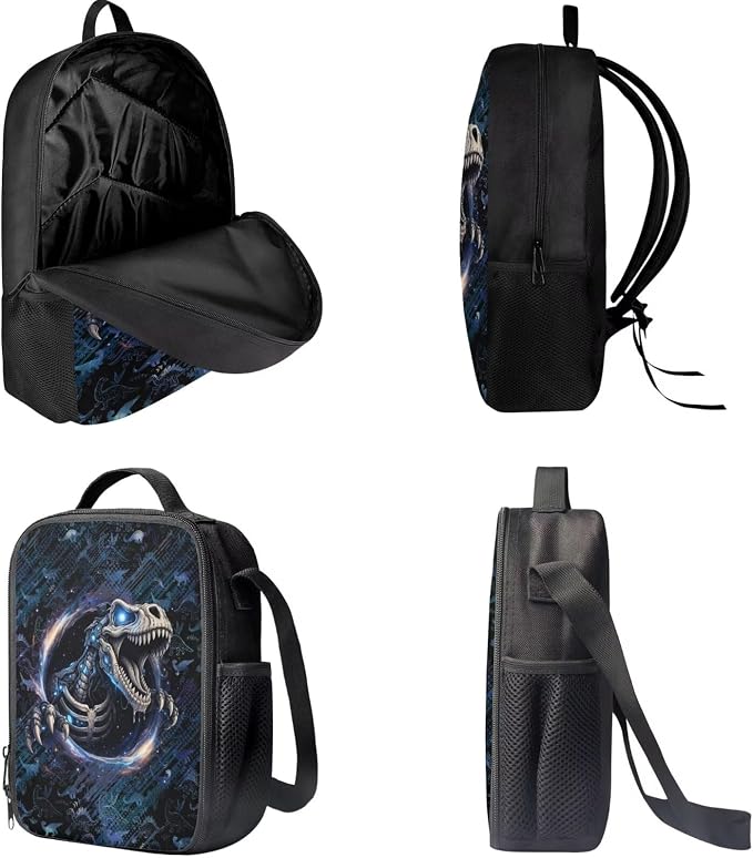 Forchrinse School Backpack for Kids 10-12 Boys Dinosaur Backpacks with Lunch Box Pencil Case 3 Pcs School Bookbag Set for Elementary Middle School Daypack Travel Rucksack - Image 5