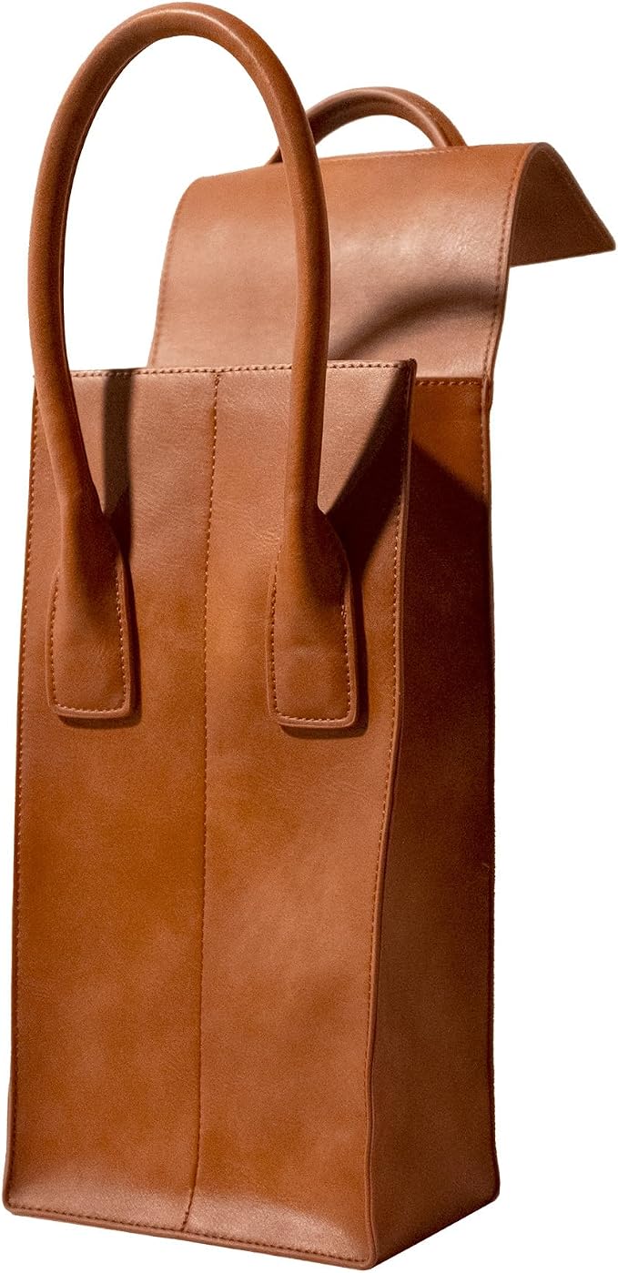 Wine Tote Carrier Bag | 2 Bottle - Vegan Leather, Soft Suede Interior Pouch with Divider - Great for Travel, BYOB, Wine Tastings, Parties, Gifts, Hygge - Image 2