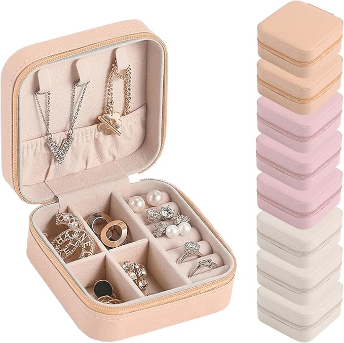 18 Pack Travel Jewelry Case Bulk, 3 Color 4×4×2 in Mini Portable Jewelry Box Organizer for Rings Earrings Necklaces, PU Leather Small Travel Jewelry Case Set for Women Bridesmaids Gifts by Nyuemystery