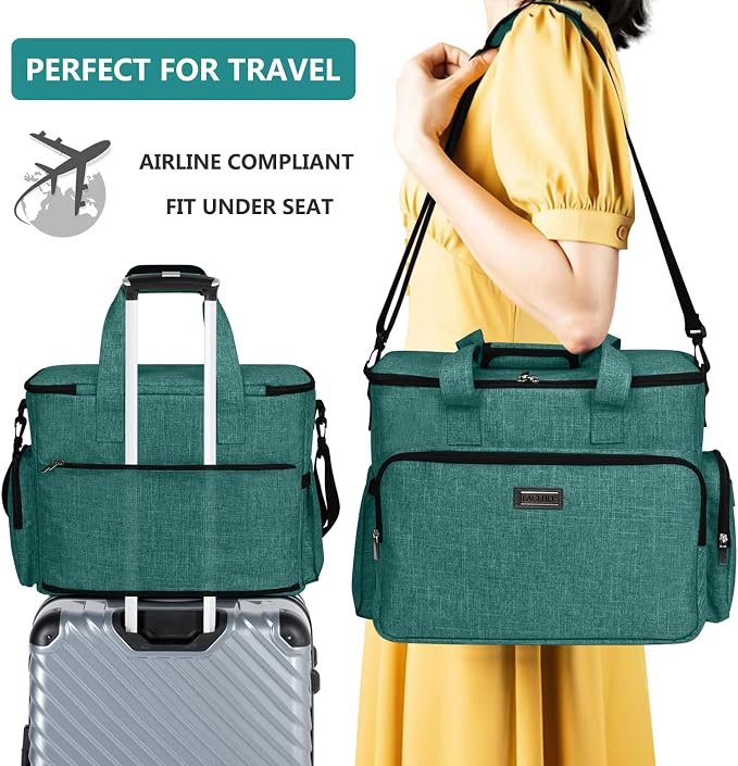 BAGLHER Dog Travel Bag, Airline Approved Pet Tote Organizer with Multi-Function Pockets, 2 X Food Storage Containers and 2 X Collapsible Bowls, Perfect Weekend Pet Travel Set for Dog, Cat Green - Image 6