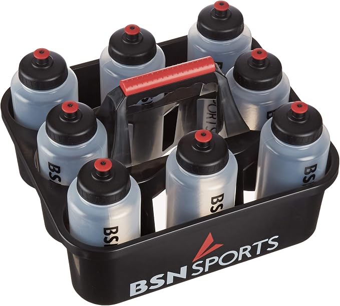 BSN Bottle Carrier with 8 Qt Bottles | Molded PVC Material, Red Carrying Handle - Image 2