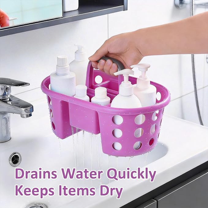 SIMPLYKLEEN Large Shower Caddy Portable 2PC - Made in USA Plastic Jumbo Size Dorm Storage Candy Tote with Handle Shower Organizer for Bathroom, Pantry, Kitchen, College Dorm, Purple - Image 9