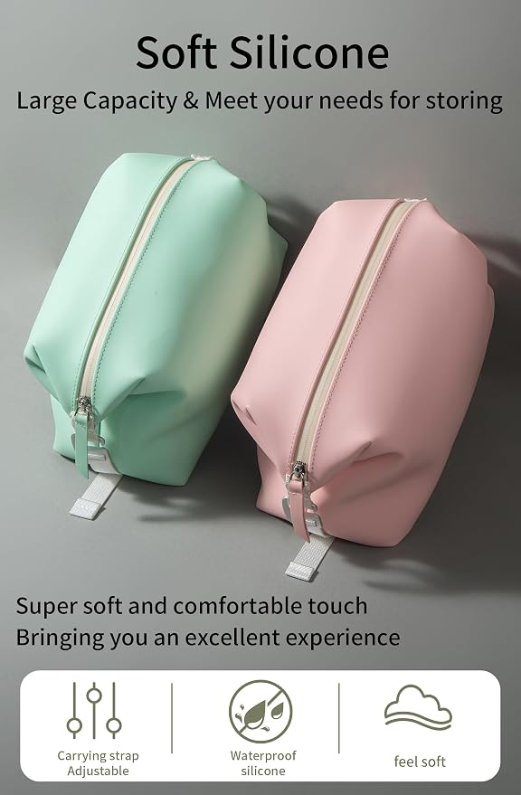 6"x 9.84" 4.5L Large Silicone Toiletry Bag,Waterproof Leakproof Foldable Travel Organizer,Dopp Kit Alternative for Men & Women,Turquoise Blue - Image 2
