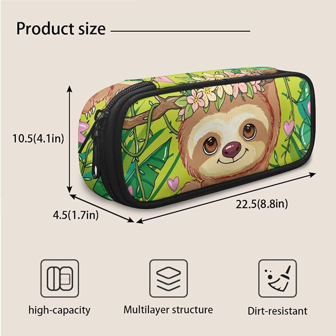 Custom Sloth Girls Bookbag Kids Backpack for Girls Elementary Kindergarten Preschool Personalized School Bag with Lunch Bag and Pencil Box Set 3-in-1 Casual Daypack - Image 7