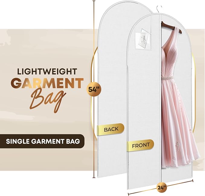 Luxury On the Go Black Suit Bag, Dress, and Travel Gown Garment Bags – 54" Hanging Garment Bag with Clear ID Window – Lightweight & Tear-Resistant – 3 Pack for Dresses, Prom, Evening Gown - Image 2