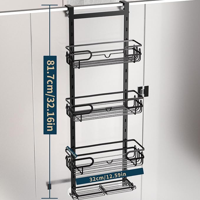 Consumest Over The Door Shower Caddy - 4 Tier Adjustable Hanging Shower Organizer Shelf with 2 Soap Holders & 22 Hooks, Rustproof Easy Installation Hanging Storage Rack for Bathroom, Black - Image 9