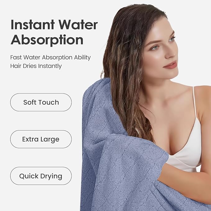 JML Microfiber Bath Towels, Ultra Soft, Super Absorbent, Fast Drying, No Fading, Large Body Towel Set for Shower, Gym, Sauna, Sport, Travel, Fitness, SPA,Yoga (Coral Fleece Blue, 30 in x 60 in) - Image 6