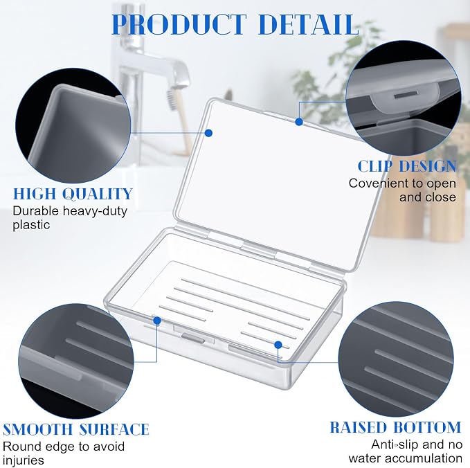 Reallnaive 50 Pcs Travel Soap Container Portable Plastic Soap Boxes Bulk with Lid Homeless Donations Bulk Gym Shower Tour Groups Hotel Outdoor Camping (White) - Image 3
