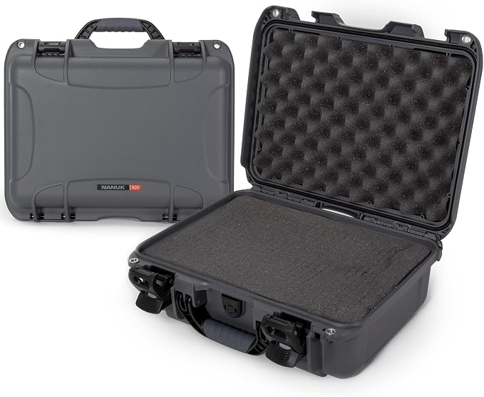 NANUK 920 Hard Case – Waterproof Travel Hard Case with Customizable Cubed Foam, 16.7” x 13.4” x 6.8”, Dustproof & Impact-Resistant, Airline Carry-On Approved – Graphite by NANUK