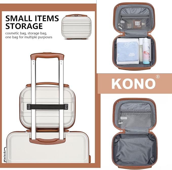 Kono Carry On Luggage Set Airline Approved with Spinner Wheels | Lightweight PC+ABS Carry On Suitcase with TSA Lock Durable Luggage Hardside White - Image 5