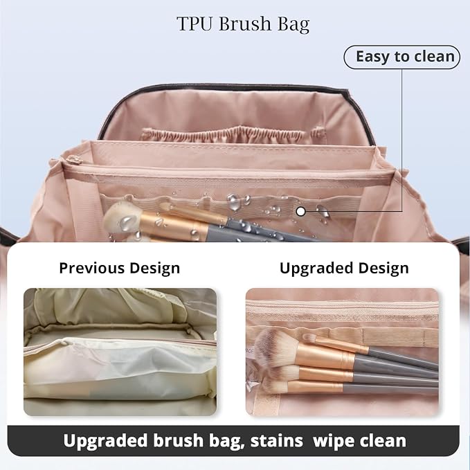 Personalized Gift Travel Makeup Bag: Initial Makeup Organizer Bag for Women | 3-in-1 Custom Make up Bag Set - Vegan Leather Travel Cosmetic Bag - Luxury Gift for Women – Birthday, Anniversary, Graduation - Image 4