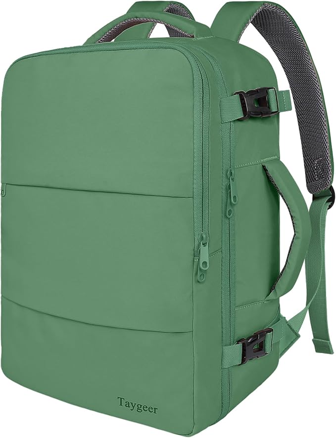 Taygeer Travel Backpack for Women Men, Airline Approved Carry On Backpack | 40L TSA Friendly Daypack with 17.3 inch Laptop Compartment, Backpack for Business Hiking Travel, Peridot Green by Taygeer