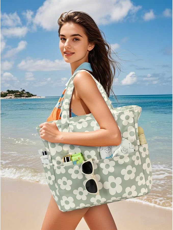 Bluboon Waterproof Beach Tote Pool Bags for Women Ladies Extra Large Carry On Bag With Wet Compartment for Weekender Travel - Image 2