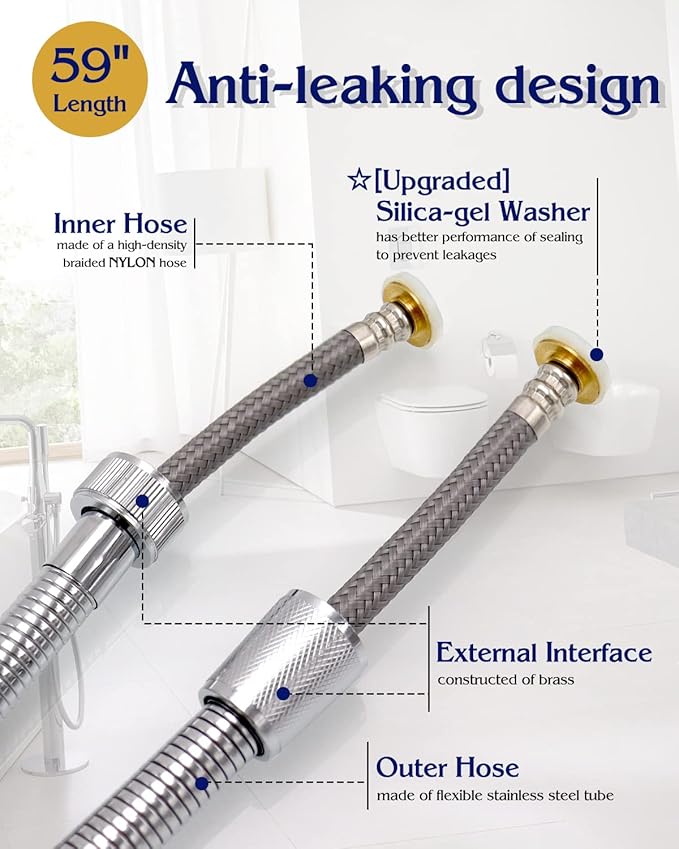 Handheld Bidet Sprayer for Toilet, Muslim Shower Bidet Attachment for Toilet, Cloth Diaper Toilet Sprayer, Jet Spray for Toilet with Bidet Hose for Feminine Wash (Chrome)